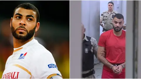 Earvin Ngapeth en un partido y en el momento de ser arrestado Earvin Ngapeth en un partido y en el momento de ser arrestado