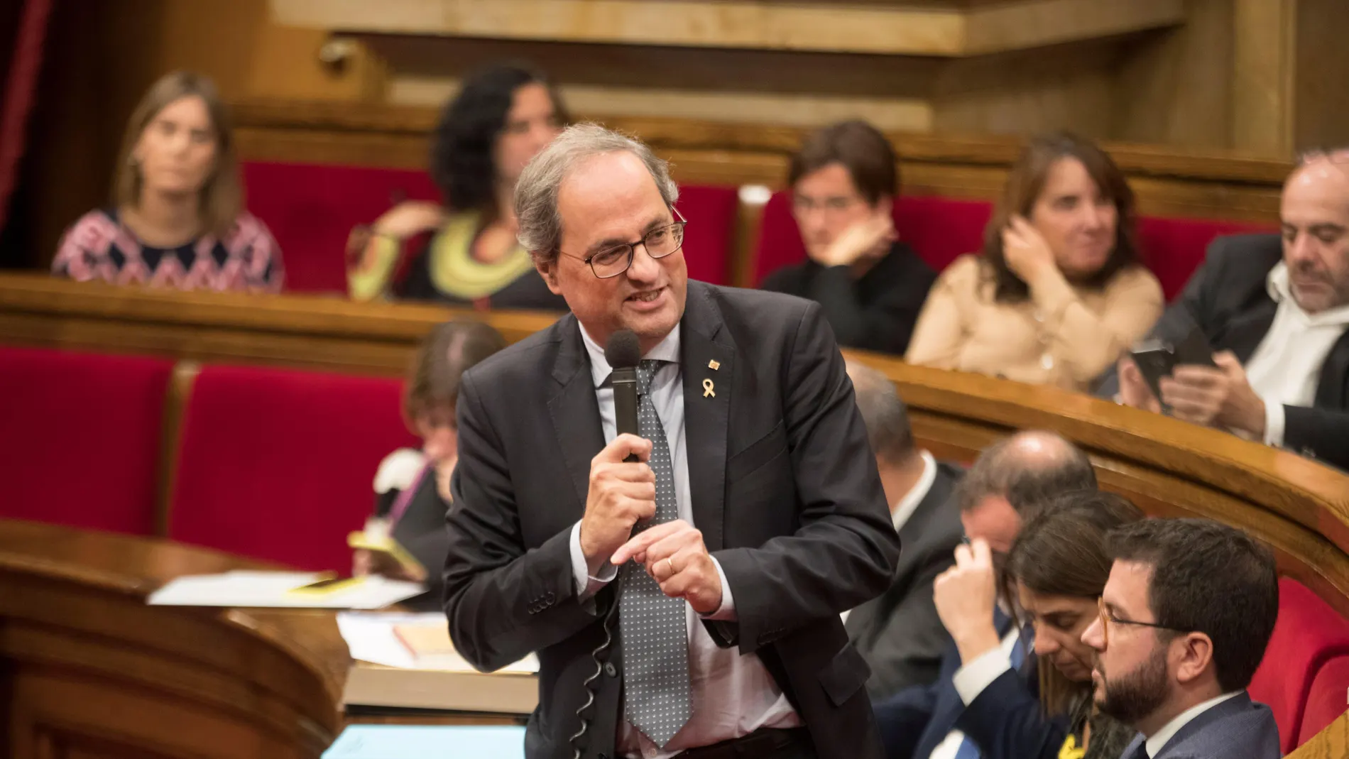 Quim Torra durante la sesión de control al Gobierno catalán Quim Torra durante la sesión de control al Gobierno catalán
