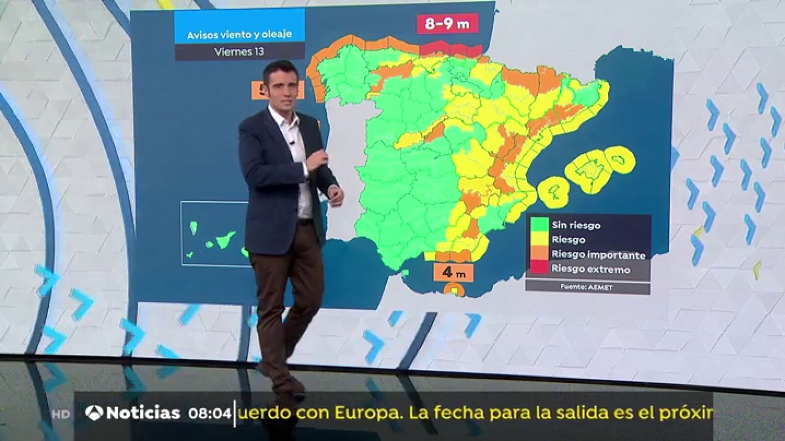 Este viernes se espera viento fuerte y lluvia en la mitad norte peninsular