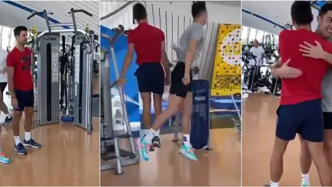 El reto entre Cristiano y Djokovic en un gimnasio El reto entre Cristiano y Djokovic en un gimnasio