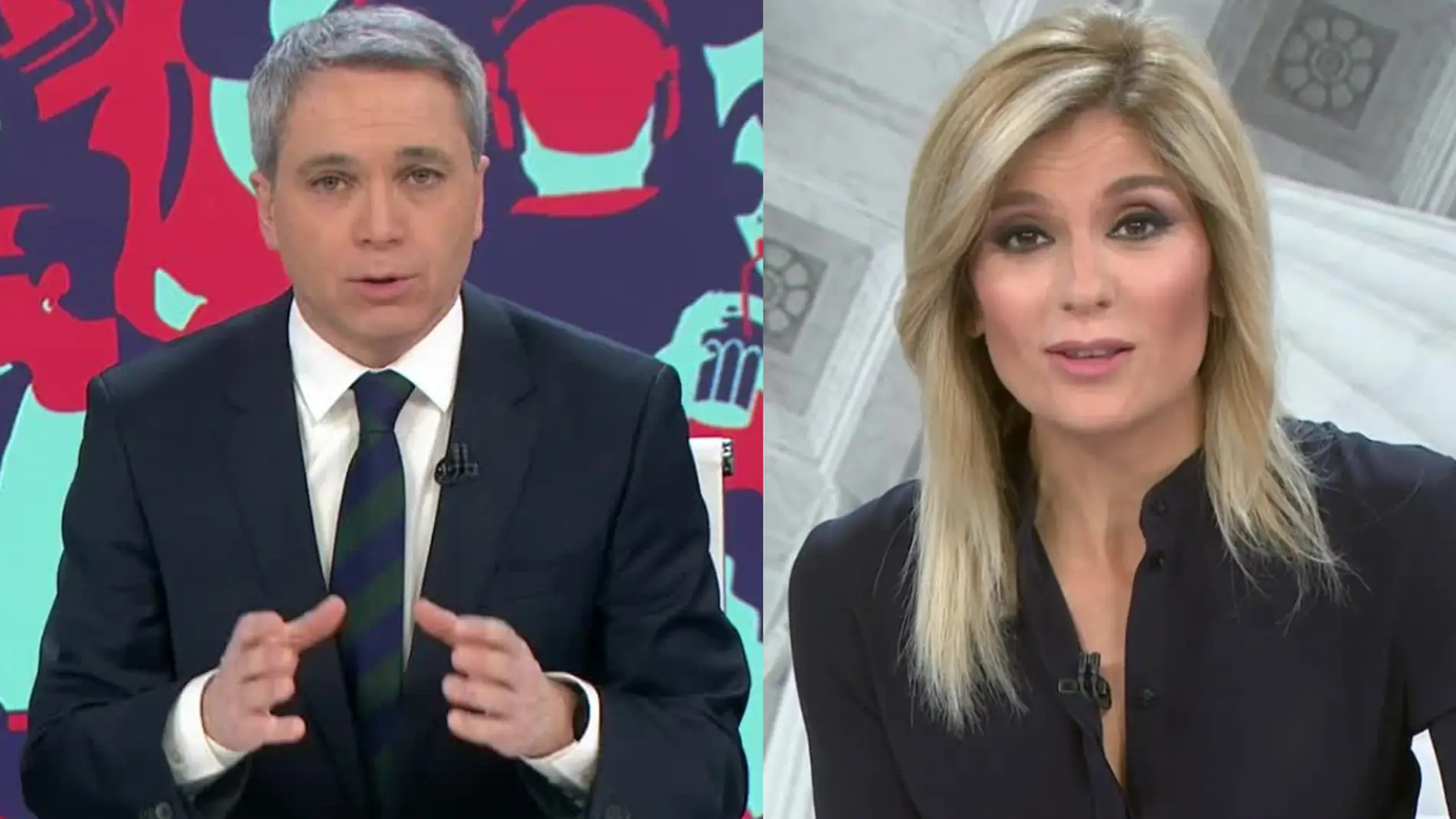 Vicente Vallés y Sandra Golpe de Antena 3 Noticias