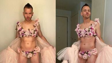 Dabiz Muñoz cumple con la tradición y se pone el vestido de Cristina Pedroche de las Campanadas