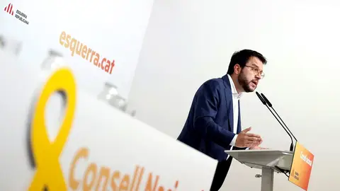 Pere Aragonès ante los medios tras el Consell Nacional de ERC Pere Aragonès ante los medios tras el Consell Nacional de ERC