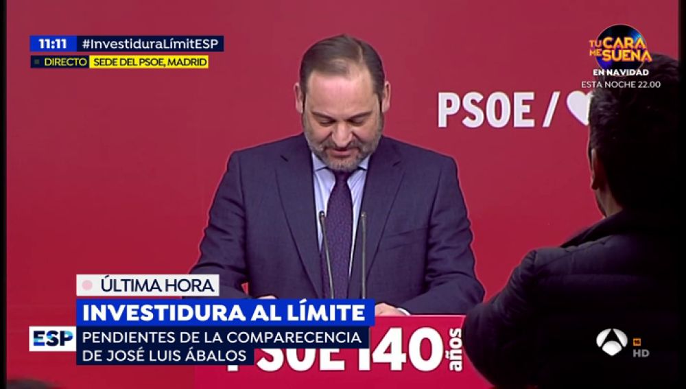 Investidura Pedro Sánchez: Rueda de prensa de José Luis Ábalos tras la Ejecutiva del PSOE, streaming en directo