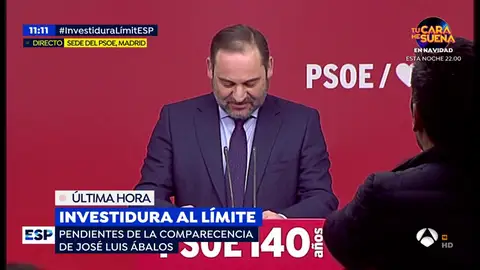 Investidura Pedro Sánchez: Rueda de prensa de José Luis Ábalos tras la Ejecutiva del PSOE, streaming en directo Investidura Pedro Sánchez: Rueda de prensa de José Luis Ábalos tras la Ejecutiva del PSOE, streaming en directo