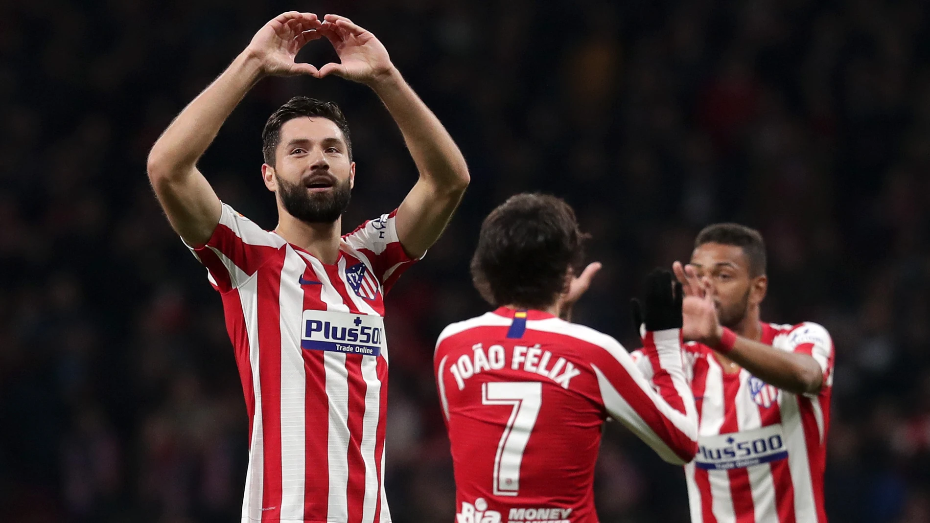 Los jugadores del Atlético celebran el gol ante el Levante Los jugadores del Atlético celebran el gol ante el Levante