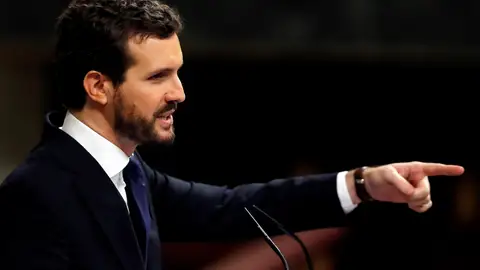 Pablo Casado, durante su intervención en el Congreso de los Diputados Investidura de Sánchez