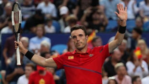 Roberto Bautista, tras conseguir la victoria ante Metreveli