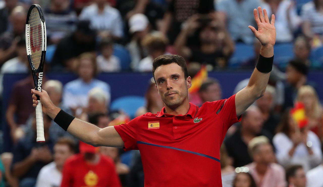 Roberto Bautista, tras conseguir la victoria ante Metreveli