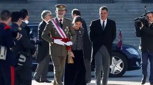 El Rey y Pedro Sánchez en la Pascua Militar en una foto de archivo El Rey y Pedro Sánchez en la Pascua Militar de 2019