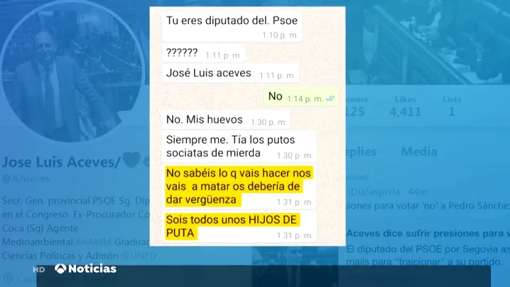 PSOE, UP y Teruel Existe denuncian las continuas amenazas y presiones en la víspera a la sesión investidura PSOE, UP y Teruel Existe denuncian las continuas amenazas y presiones en la víspera a la sesión investidura