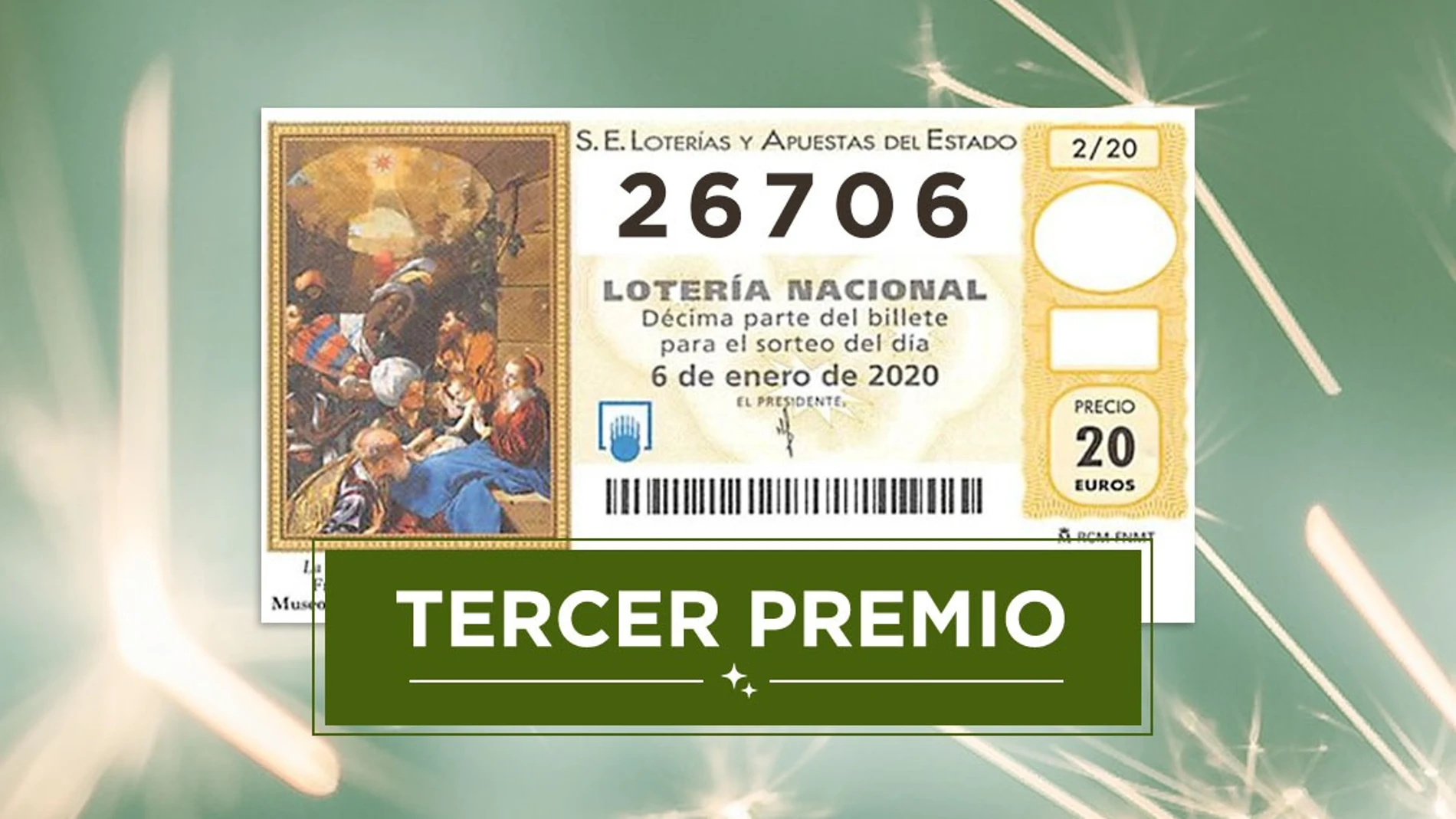 26706, tercer premio de la Lotería del Niño 2020 26706, tercer premio de la Lotería del Niño 2020