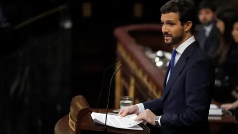 Pablo Casado, durante su intervención en el Congreso Sesión de investidura