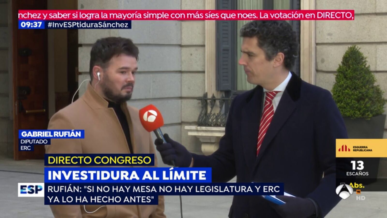 Gabriel Rufián, ante la ajustada investidura: 