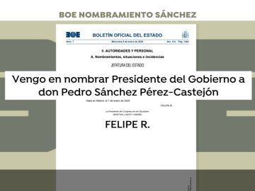 Publicación en el BOE de la investidura de Pedro Sánchez