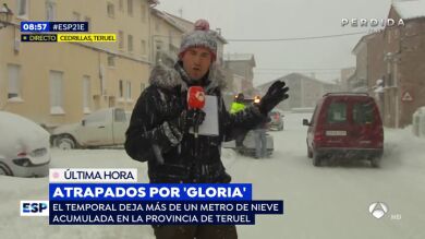 El reportero de Espejo Público que ha pasado la noche incomunicado por la nieve en Teruel