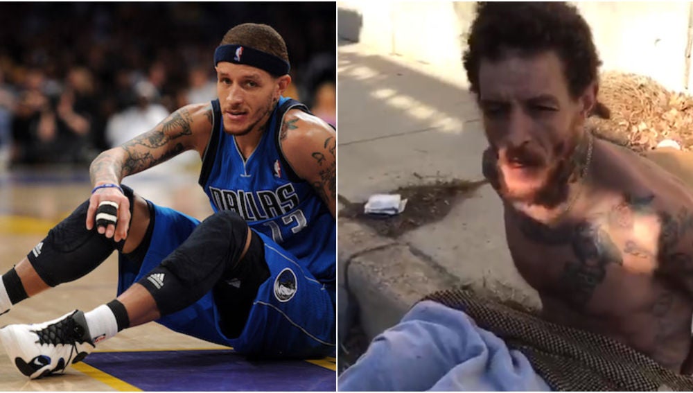 Delonte West, en una fotografía de su época como jugador y su aspecto actual