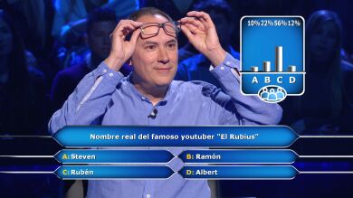 El público de '¿Quién quiere ser millonario?' acude al rescate de Erundino ante sus dudas sobre 'El Rubius'