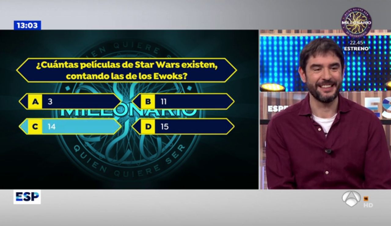 Juanra Bonet a sólo una pregunta de llevarse el premio de '¿Quién quiere ser millonario?' Juanra Bonet a sólo una pregunta de llevarse el premio de '¿Quién quiere ser millonario?'