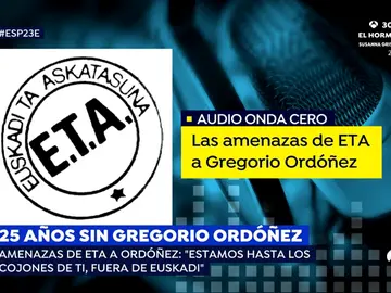 Así es el audio en el que ETA amenazó a Gregorio Ordóñez antes de asesinarlo: "Estamos hasta los cojones de ti" Así es el audio en el que ETA amenazó a Gregorio Ordóñez antes de asesinarlo: "Estamos hasta los cojones de ti"