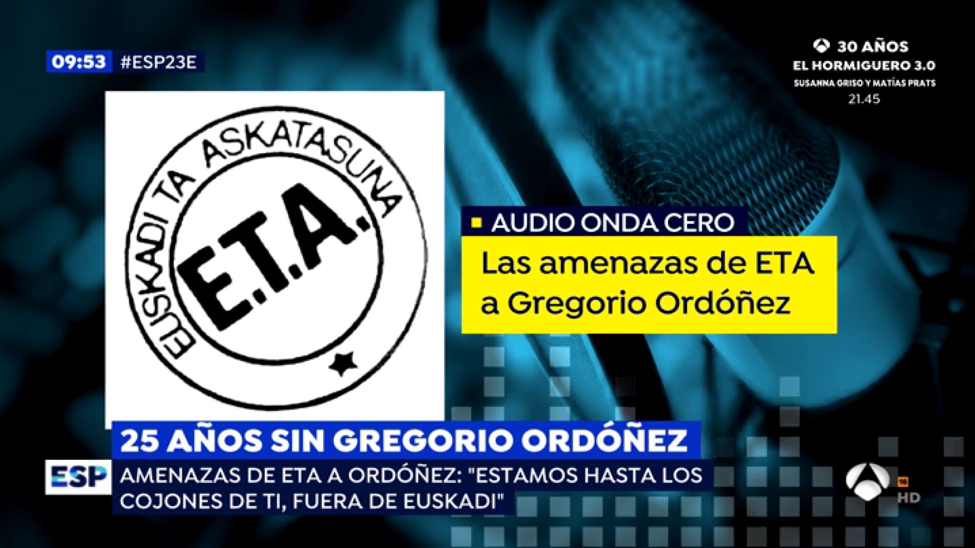 As&iacute; es el audio en el que ETA amenaz&oacute; a Gregorio Ord&oacute;&ntilde;ez antes de asesinarlo: "Estamos hasta los cojones de ti"