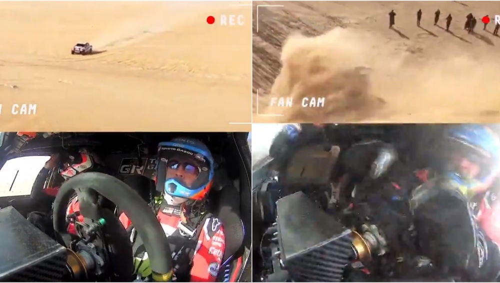 Momento del accidente de Fernando Alonso en el Dakar desde dentro del coche