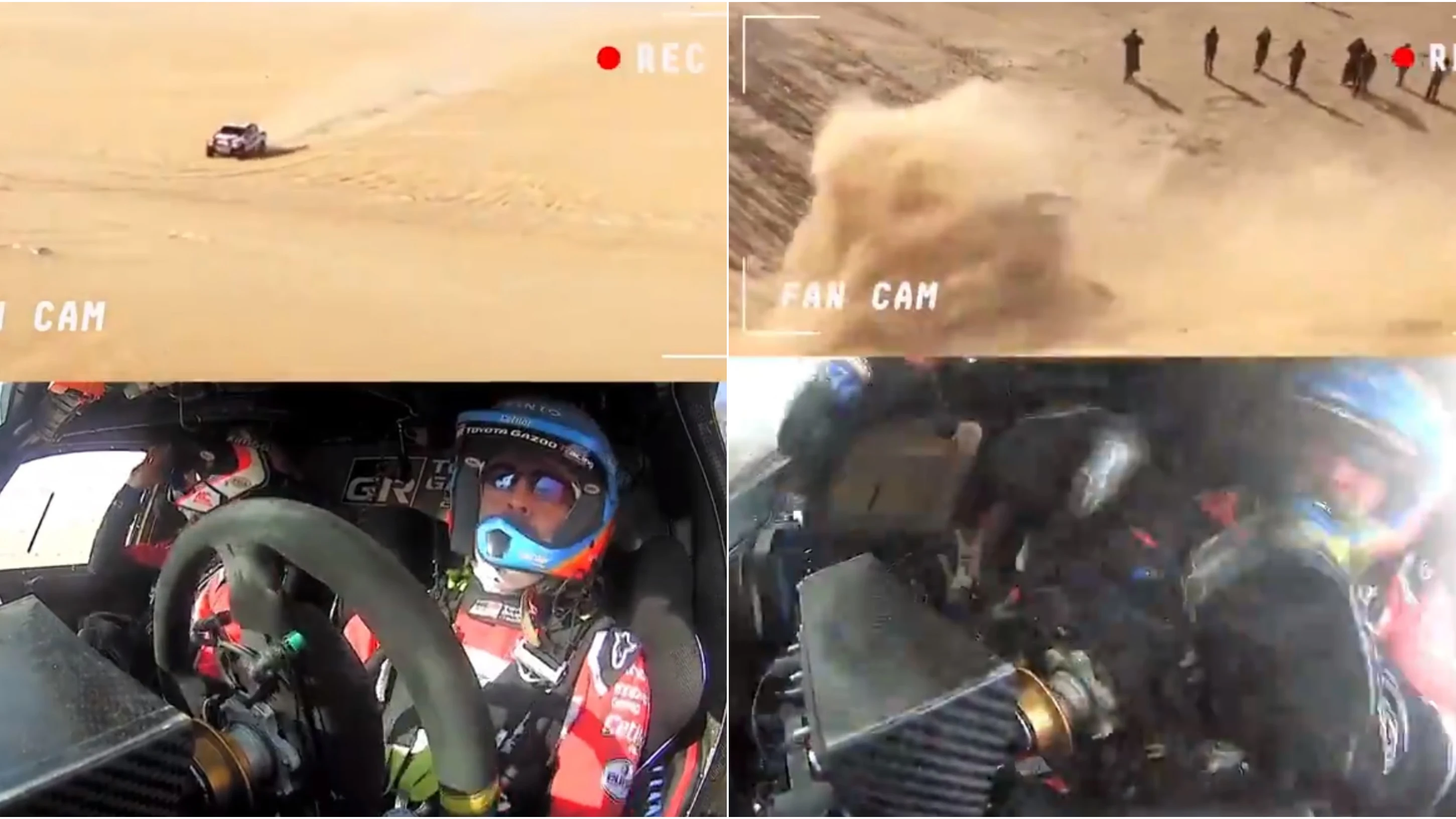 Momento del accidente de Fernando Alonso en el Dakar desde dentro del coche Momento del accidente de Fernando Alonso en el Dakar desde dentro del coche