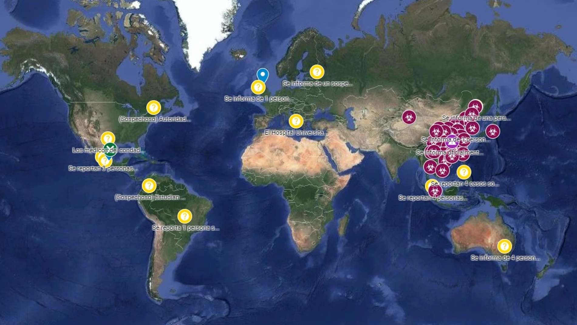 Mapa en tiempo real de la evolución del coronavirus Mapa en tiempo real de la evolución del coronavirus