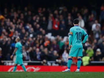 Leo Messi, durante el partido ante el Valencia