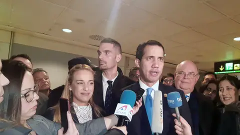 Juan Guaidó, a su llegada a Madrid Juan Guaidó, a su llegada a Madrid