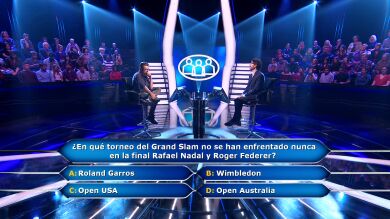 'Match ball' de Rafa Nadal y Roger Federer a Alberto por 10.000 euros en '¿Quién quiere ser millonario?'