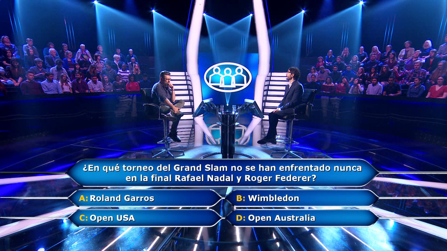 'Match ball' de Rafa Nadal y Roger Federer a Alberto por 10.000 euros en '¿Quién quiere ser millonario?'