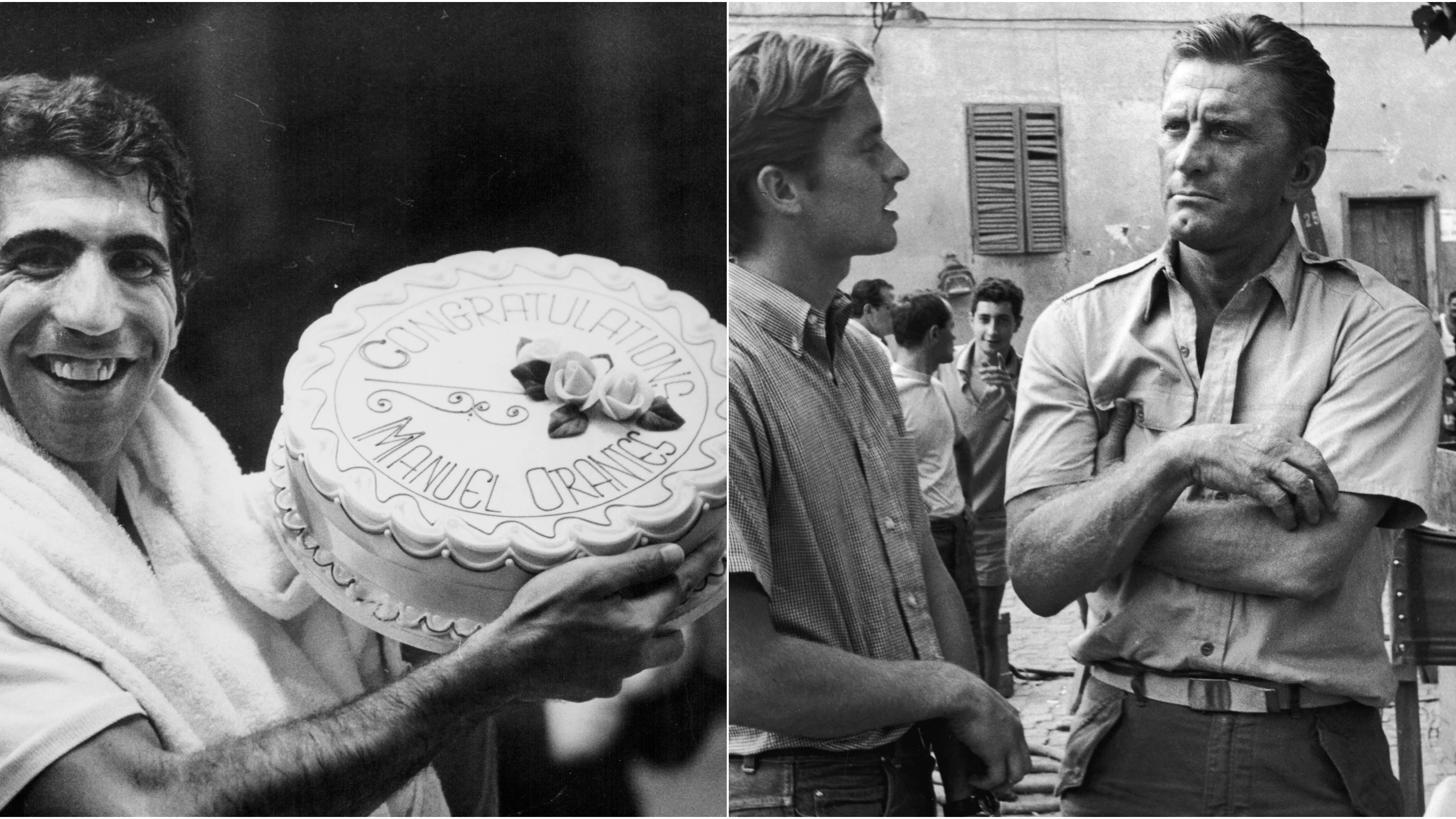 Manolo Orantes y Kirk Douglas, en dos im&aacute;genes de archivo