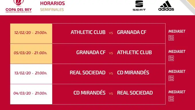 Calendario partidos Copa del Rey Calendario partidos Copa del Rey
