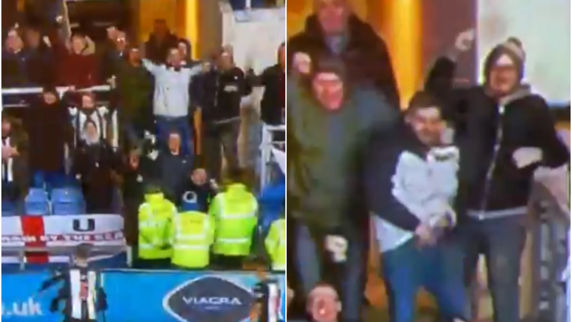 Un aficionado del Newcastle muestra el pene en plena celebración Un aficionado del Newcastle muestra el pene en plena celebración