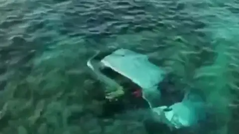 Un coche se precipita al mar Un coche se precipita al mar
