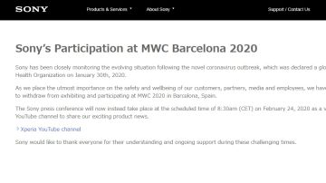 Comunicado de Sony sobre su participación en el MWC de Barcelona