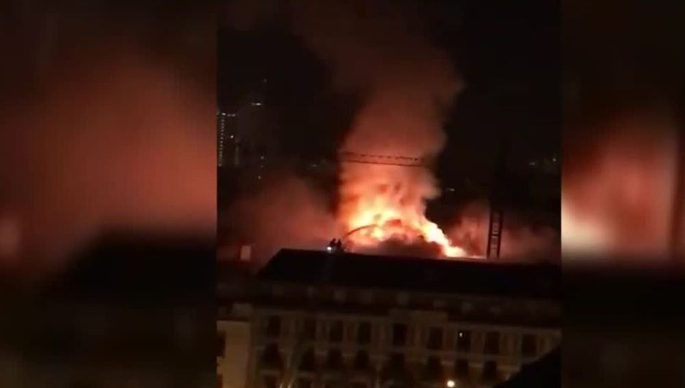 Incendio en un edificio de Madrid