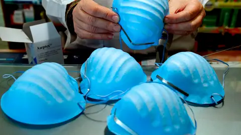 Mascarillas en una farmacia Mascarillas en una farmacia