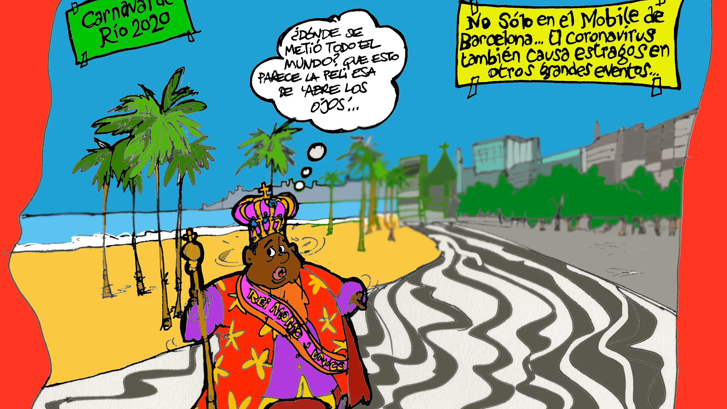 Las consecuencias del coronavirus en grandes eventos internacionales, en la vi&ntilde;eta gr&aacute;fica informativa de la semana