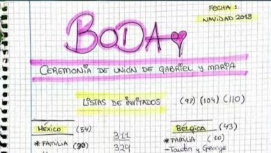 La lista de boda que escribió María, la madre que confesó matar a sus hijos en Godella