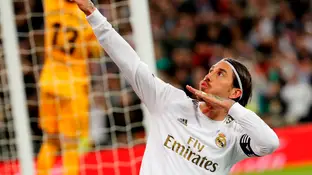 El defensa del Real Madrid, Sergio Ramos, celebra el segundo gol del equipo blanco ante el Celta. El defensa del Real Madrid, Sergio Ramos, celebra el segundo gol del equipo blanco ante el Celta.