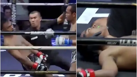 Un árbitro salva la vida de Neymar tras recibir un brutal codazo en un combate Un árbitro salva la vida de Neymar tras recibir un brutal codazo en un combate