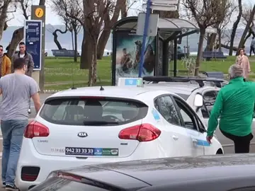 Secuencia de la pelea entre un taxista y un aficionado del Racing Secuencia de la pelea entre un taxista y un aficionado del Racing
