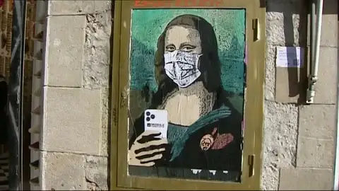 TVBoy pinta a la Gioconda con mascarilla por la cancelación del Mobile de Barcelona TVBoy pinta a la Gioconda con mascarilla por la cancelación del Mobile de Barcelona