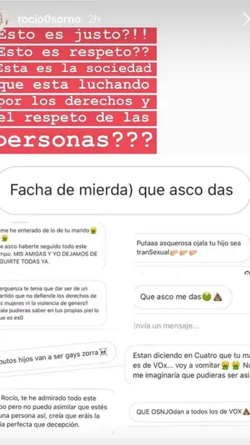 Insultos a Rocío Osorno por ser mujer de un senador de Vox Insultos a Rocío Osorno por ser mujer de un senador de Vox