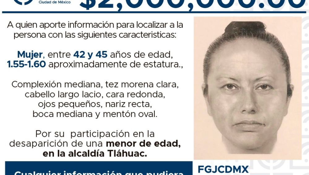 Difunden un retrato robot de la mujer que secuestró a la niña asesinada en México