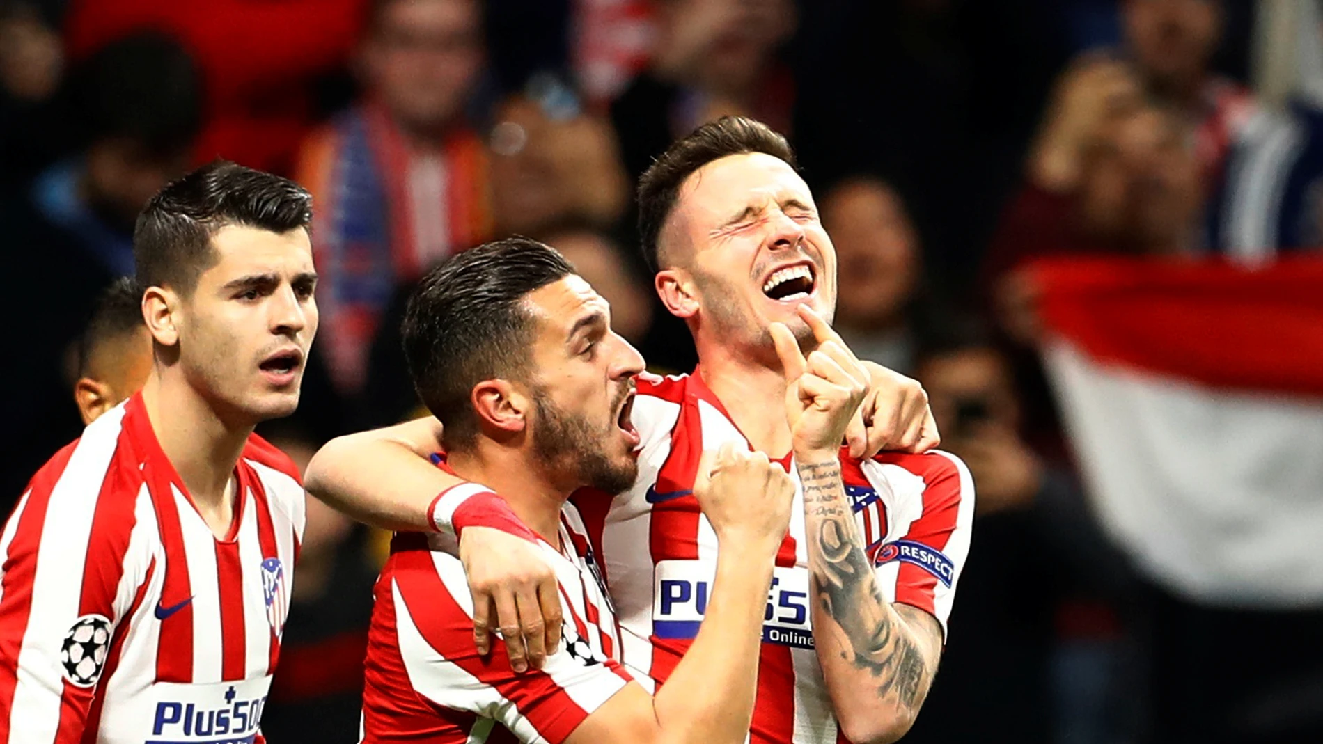 Saúl celebra su gol al Liverpool Saúl celebra su gol al Liverpool