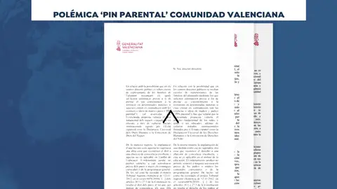 El Gobierno valenciano envía una carta a los centros escolares públicos en contra del pin parental El Gobierno valenciano envía una carta a los centros escolares públicos en contra del pin parental