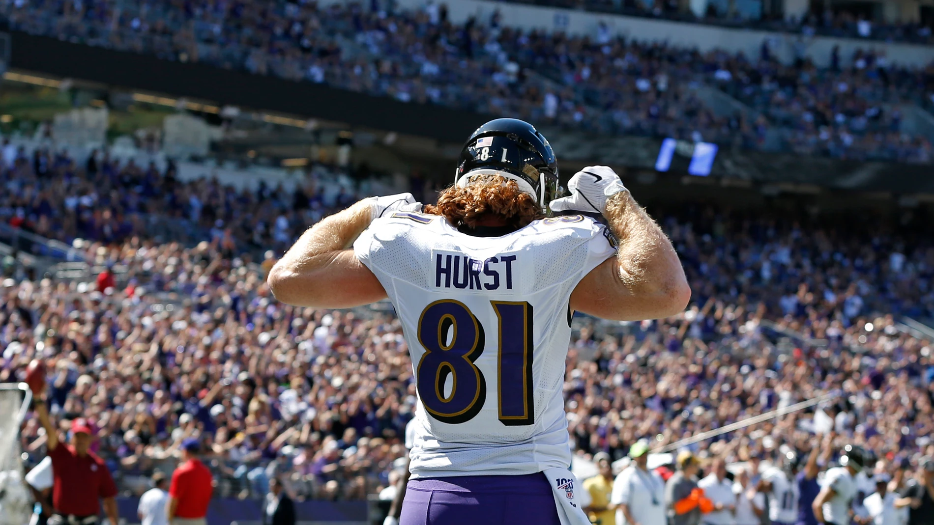 Hayden Hurst durante un partido con los Baltimore Ravens Hayden Hurst durante un partido con los Baltimore Ravens